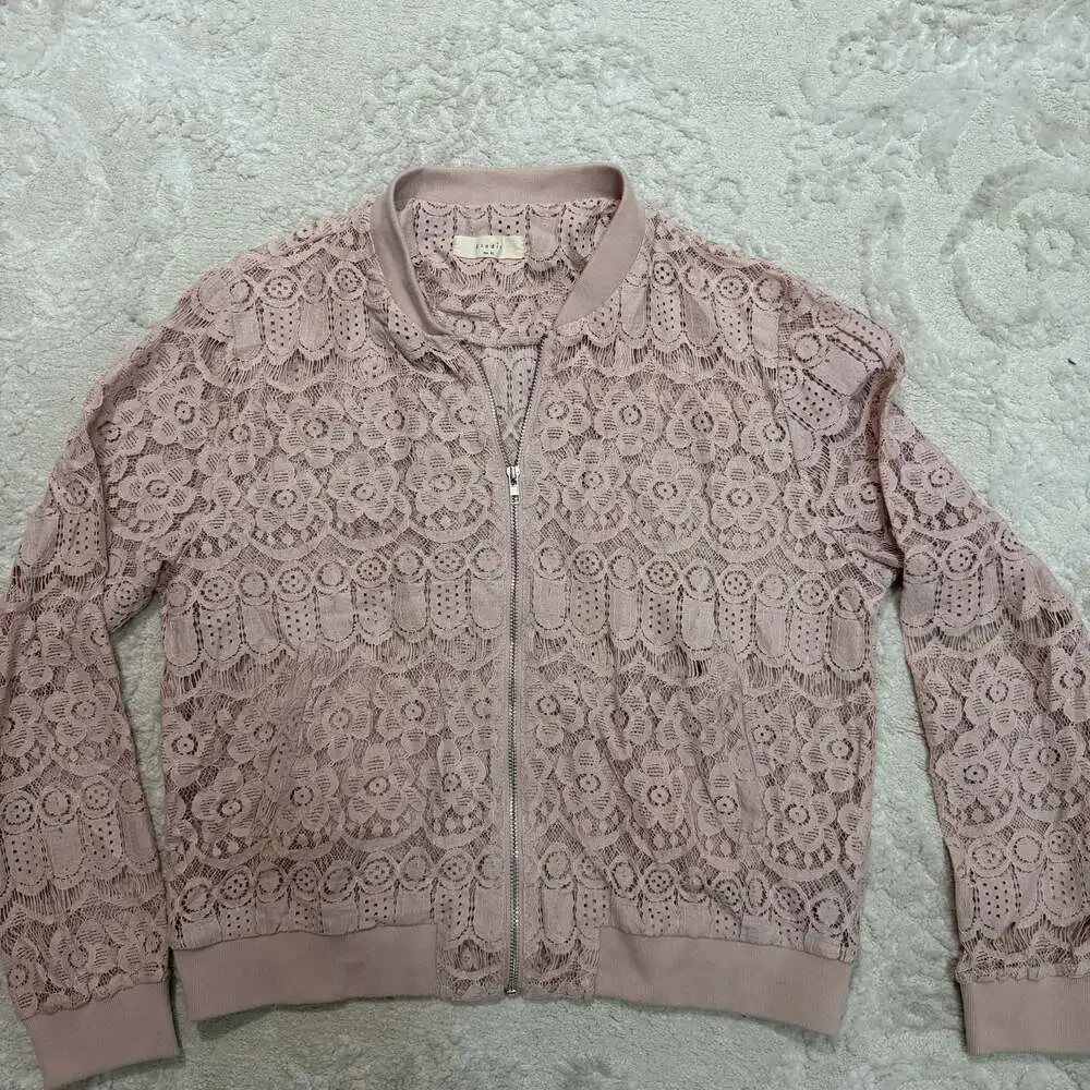 ELODIE Lace Full-zip Blush Pink‎ Jacket